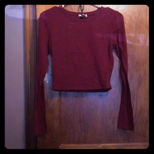 Burgundy long sleeve crop top